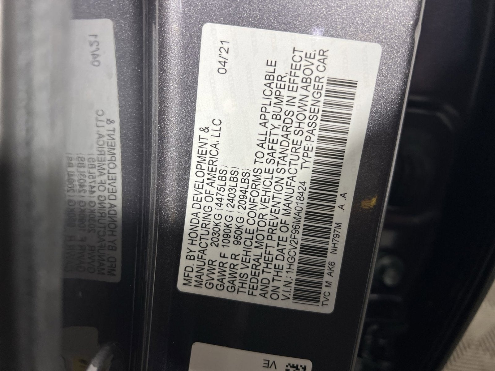 2021 Honda Accord Touring 2.0T