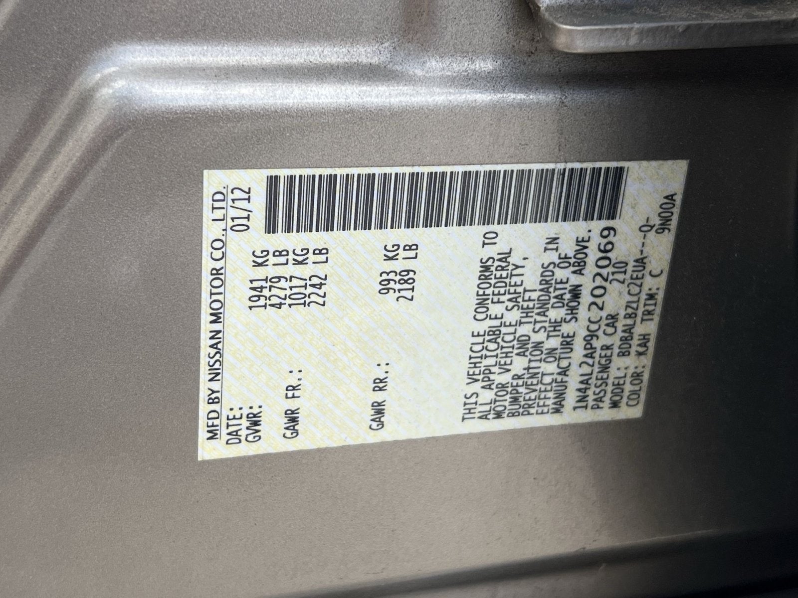 2012 Nissan Altima 2.5 S