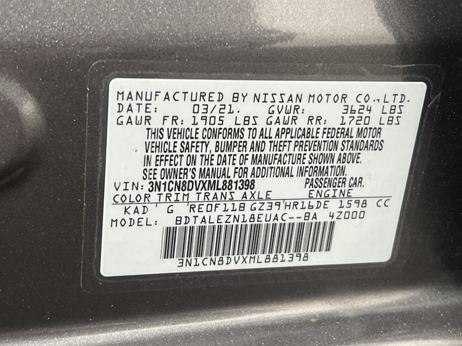2021 Nissan Versa 1.6 S