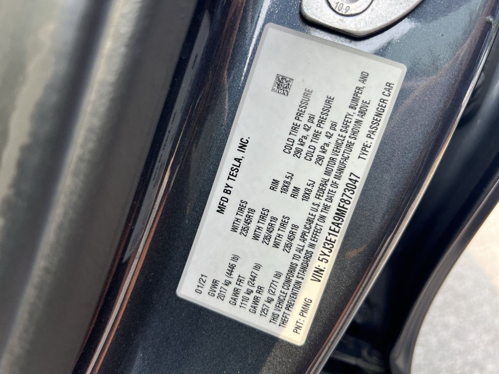 2021 Tesla Model 3 Standard Range Plus
