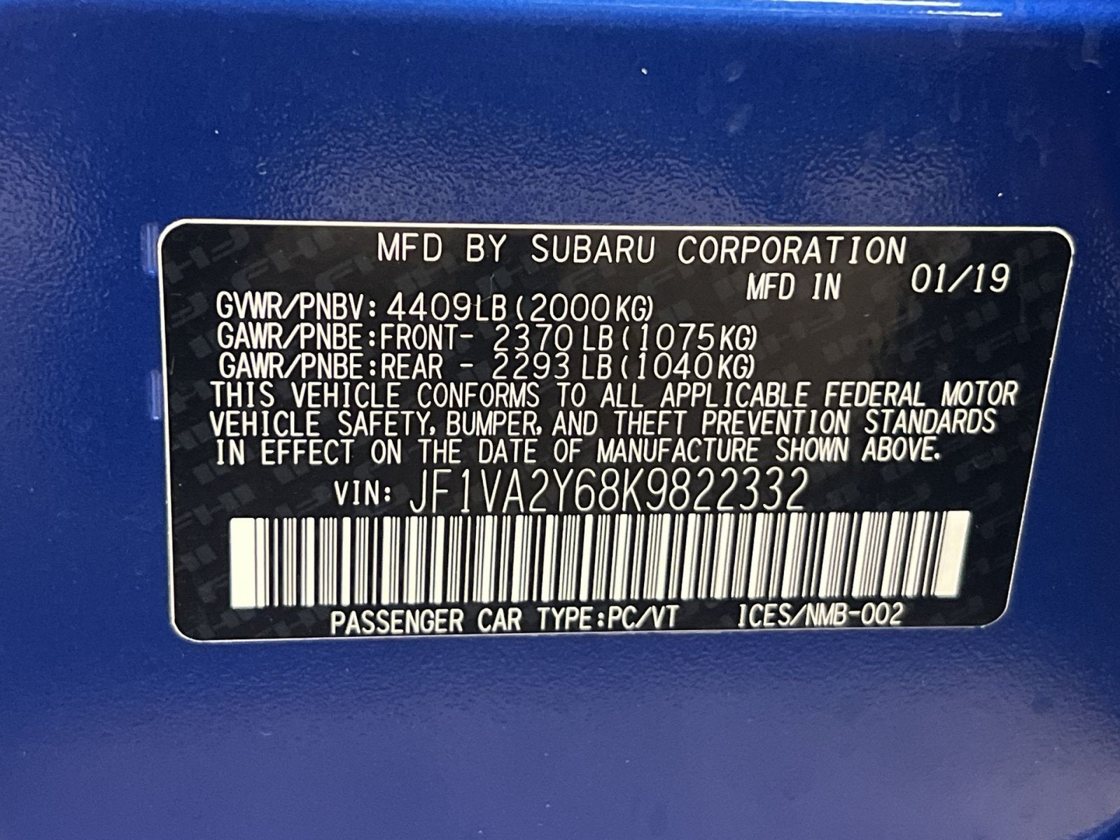 2019 Subaru WRX STi Limited